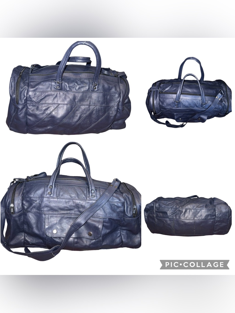 Vintage Genuine Leather Patchwork Duffle Bag